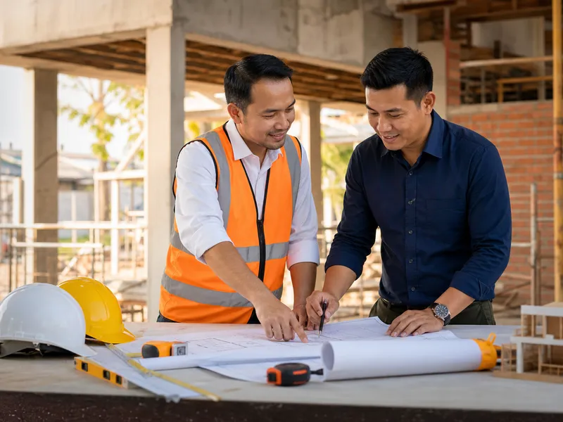 Tim Ilman Konstruksi mengevaluasi pekerjaan proyek