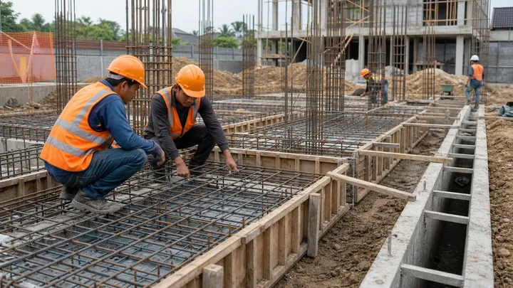 Pekerjaan struktur dan sipil di area proyek